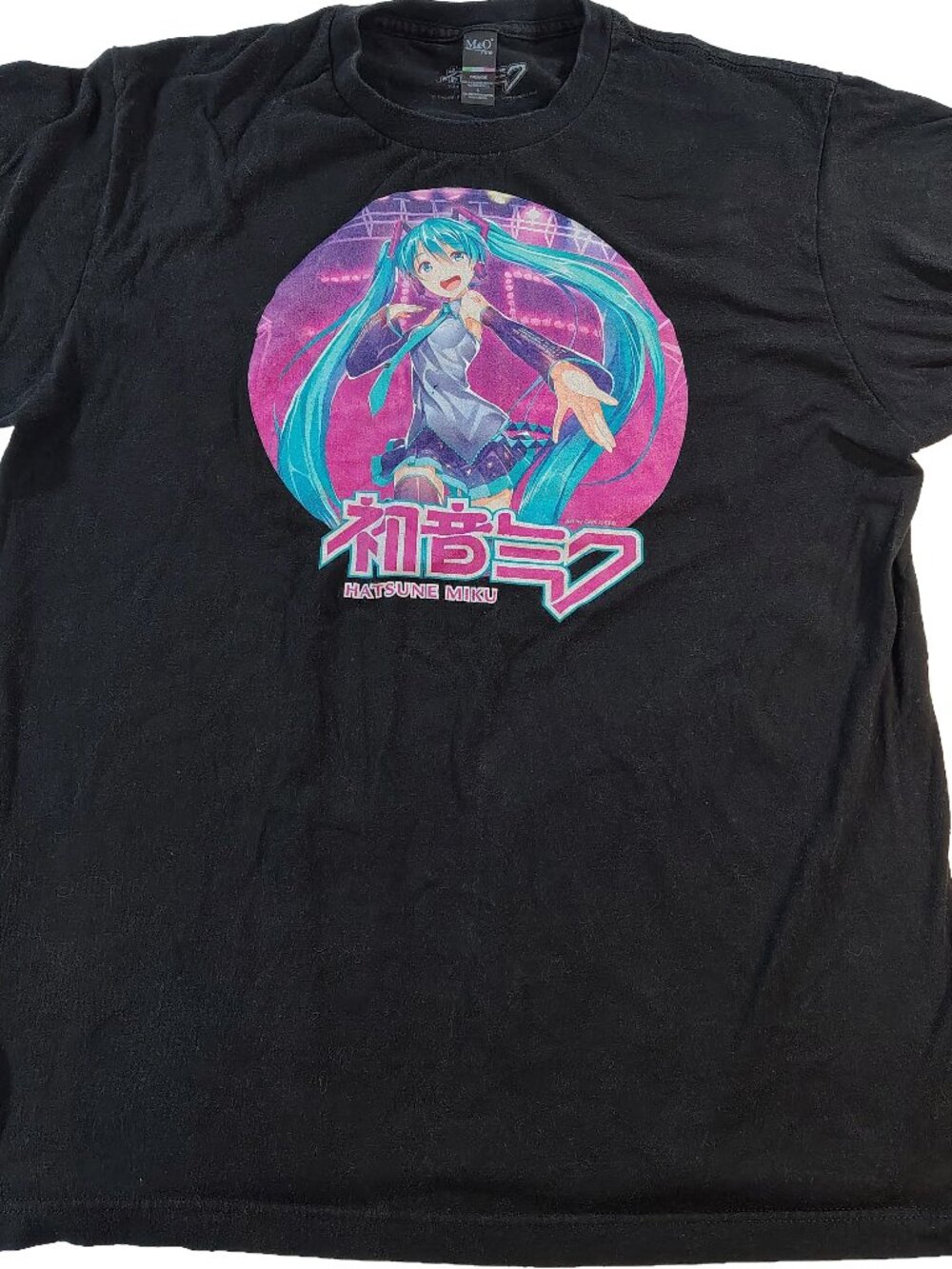 Men's Large Black & Pink Short Sleeve Hatsune Miku Anime Graphic T-Shirt